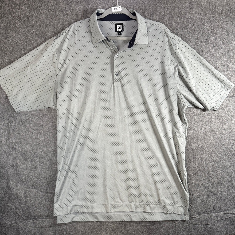 FootJoy Golf Polo Shirt Mens 2XL Gray with Black Dots Short Sleeve